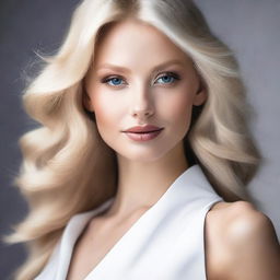 Create an image of a blonde person with an alluring and attractive appearance