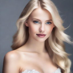 Create an image of a blonde person with an alluring and attractive appearance