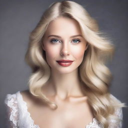 Create an image of a blonde person with an alluring and attractive appearance