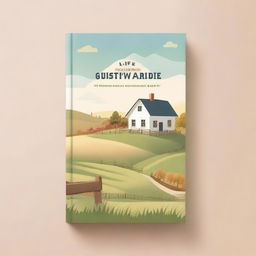 Design a book cover set in the countryside, showcasing a picturesque landscape with rolling hills, a quaint farmhouse, and a winding dirt road