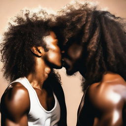 A Black man and a Black woman sharing a kiss