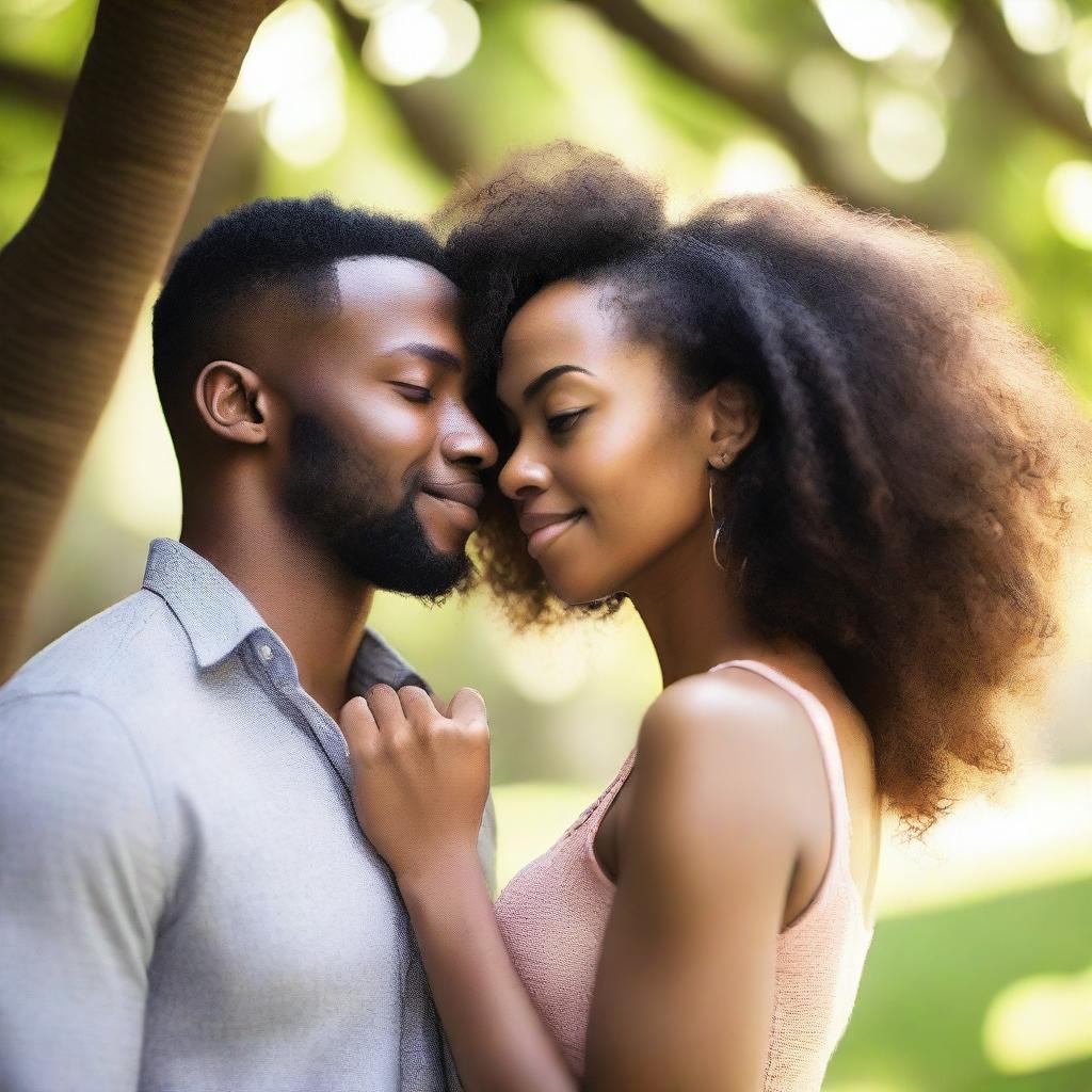 A heterosexual Black couple standing together, showcasing their love and connection