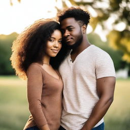 A young, heterosexual Black couple standing together, showcasing their love and connection