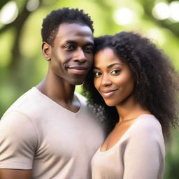 A beautiful young Black heterosexual couple standing together, radiating love and connection