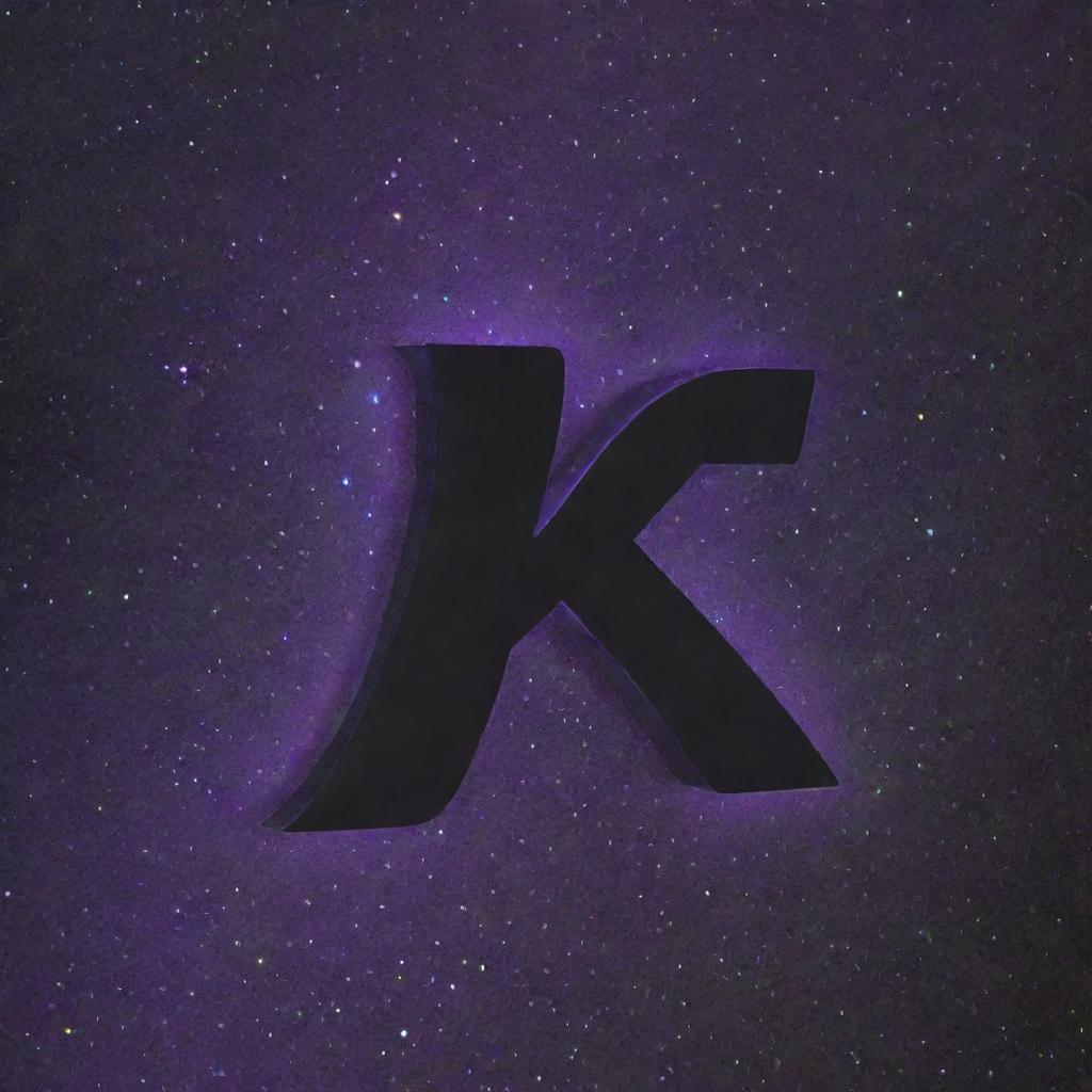 The 'KG' logo is now reimagined to express a futuristic vibe. It possesses a sleek design with neon highlights, holographic effects, and a metallic finish. The backdrop is a deep, star-speckled galaxy.