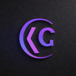 The 'KG' logo is now reimagined to express a futuristic vibe. It possesses a sleek design with neon highlights, holographic effects, and a metallic finish. The backdrop is a deep, star-speckled galaxy.