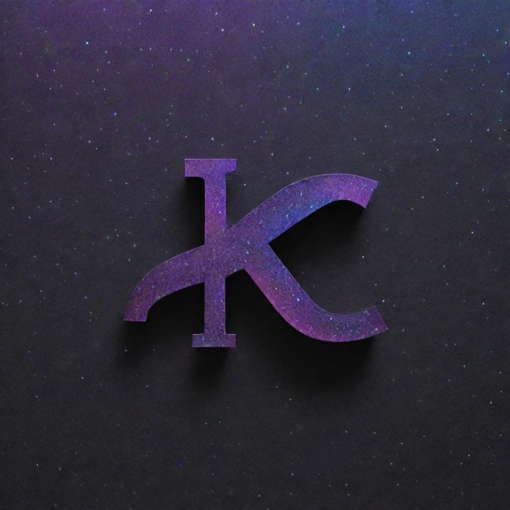 The 'KG' logo is now reimagined to express a futuristic vibe. It possesses a sleek design with neon highlights, holographic effects, and a metallic finish. The backdrop is a deep, star-speckled galaxy.