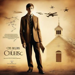 Create a movie poster for a film about a 16-year-old boy who is a scientist, loves the church, and programs