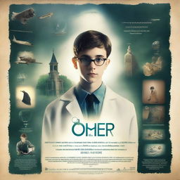 Create a movie poster for a film about a 16-year-old boy who is a scientist, loves the church, and is skilled in programming