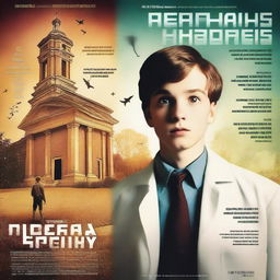 Create a movie poster for a film about a 16-year-old boy who is a scientist, loves the church, and programs