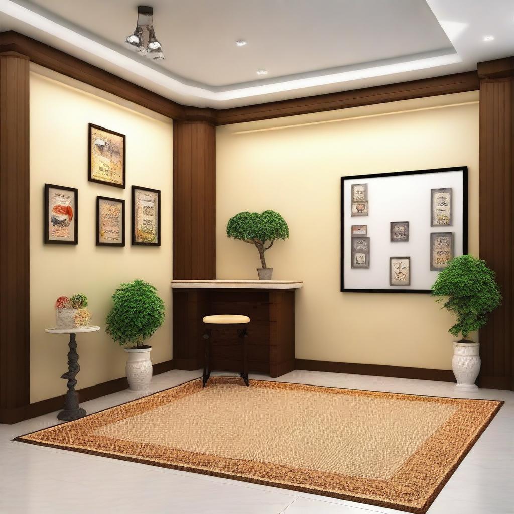 Design a cozy and efficient interior for a 12x10 ft photo studio shop in Indore