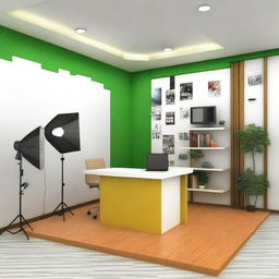 Design a cozy and efficient interior for a 12x10 ft photo studio shop in Indore