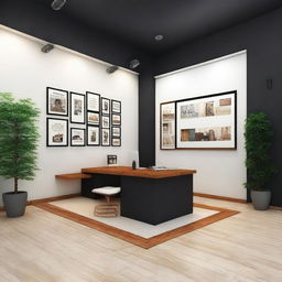 Design a cozy and efficient interior for a 12x10 ft photo studio shop in Indore