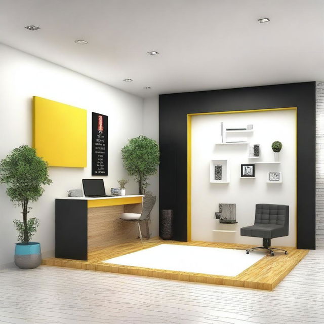 Design a cozy and efficient interior for a 12x10 ft photo studio shop in Indore