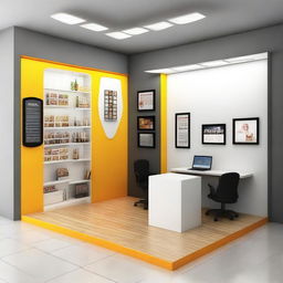 Design a cozy and efficient interior for a small 12x10 ft photo studio shop in India