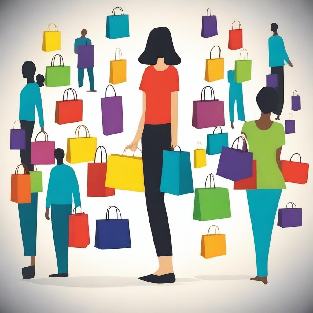 Create an image that visually represents the concept of consumerism