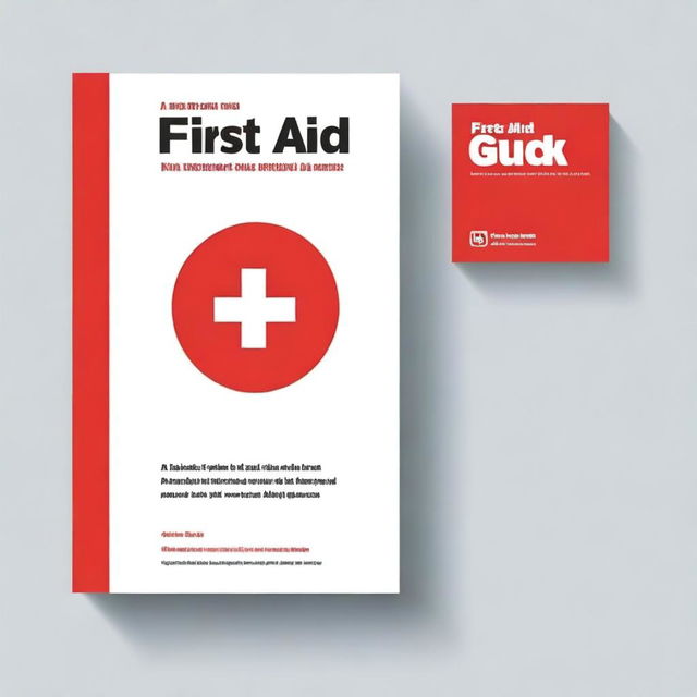 A comprehensive first aid book cover featuring a clean and professional design