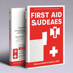 A comprehensive first aid book cover featuring a clean and professional design