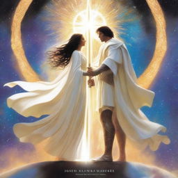 The cover depicts a white tan man and an Italian woman standing side by side, their silhouettes outlined against a backdrop of swirling cosmic energies