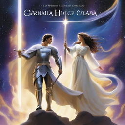 The cover depicts a white man clad in shining armor and wielding a gleaming sword raised triumphantly towards the heavens