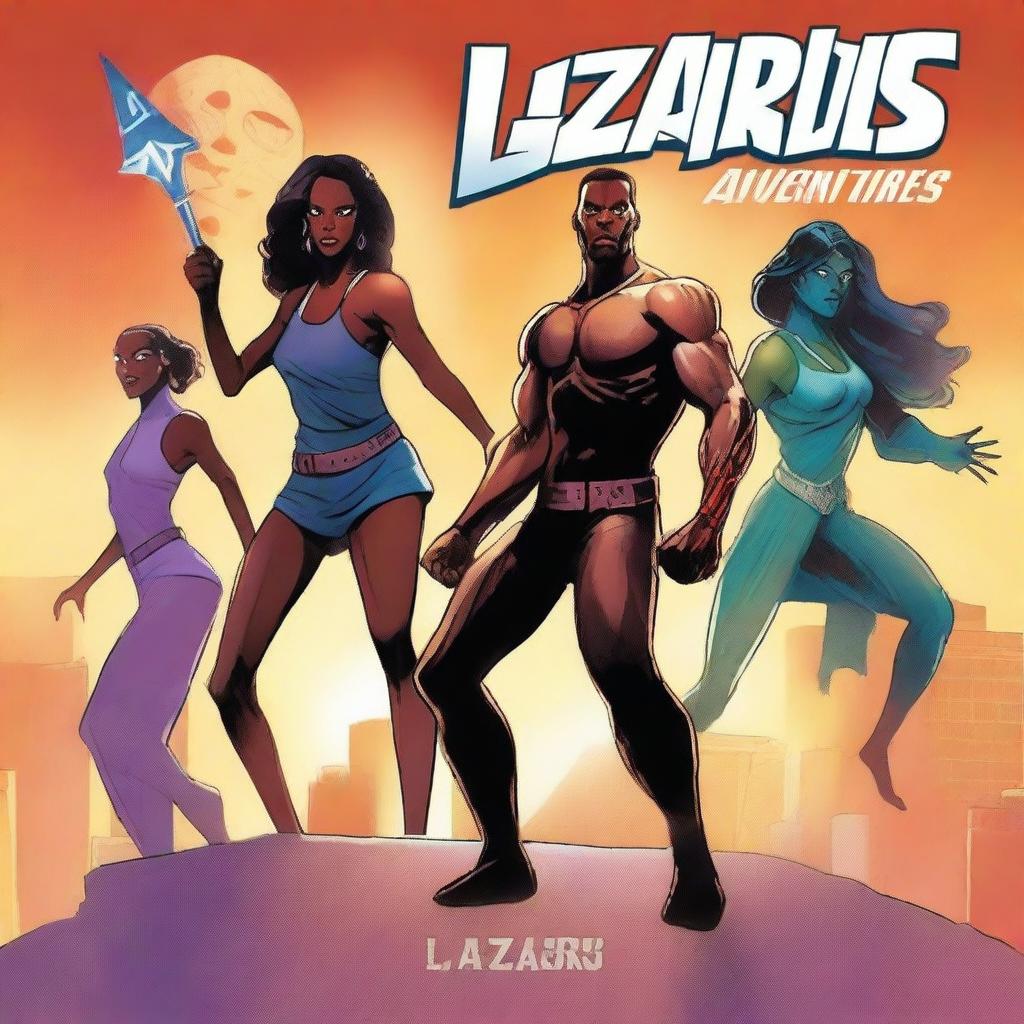 Create a vivid and captivating book cover for 'Lazarus’s Adventures: Origins of the L Team'