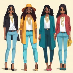 Create an image showcasing a variety of clothing styles and outfits