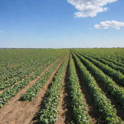 An abundant and high-yield field overflowing with healthy, ripe crops ready for harvesting under a sunny sky.