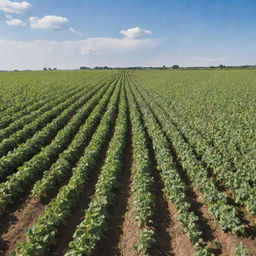 An abundant and high-yield field overflowing with healthy, ripe crops ready for harvesting under a sunny sky.