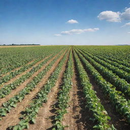 An abundant and high-yield field overflowing with healthy, ripe crops ready for harvesting under a sunny sky.