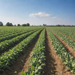 An abundant and high-yield field overflowing with healthy, ripe crops ready for harvesting under a sunny sky.