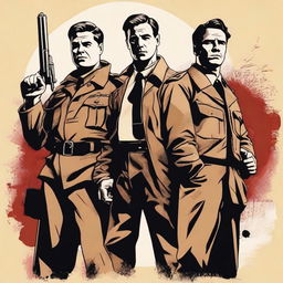 A detailed illustration featuring characters from the movie 'Inglourious Basterds'