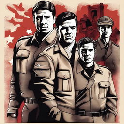 A detailed illustration featuring characters from the movie 'Inglourious Basterds'