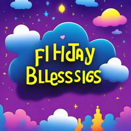 A beautiful book cover titled 'Friday Blessings' with neon text