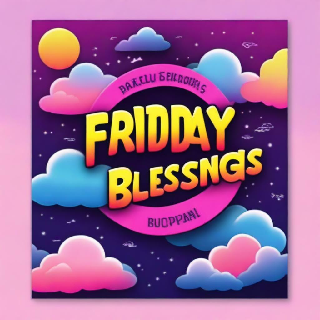 A beautiful book cover titled 'Friday Blessings' with neon text