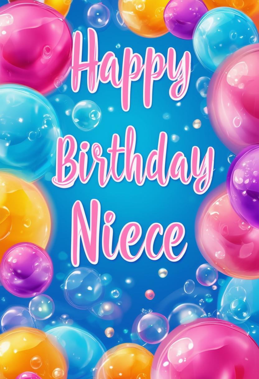 Create a beautiful book cover with 'Happy Birthday Niece' in bubbly text