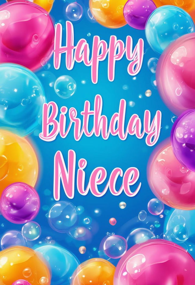 Create a beautiful book cover with 'Happy Birthday Niece' in bubbly text