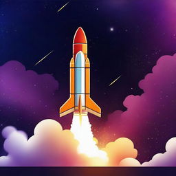 A digital art poster of a rocket launch to space