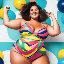 Create an image of a plus-sized girl in a very sexy swimsuit