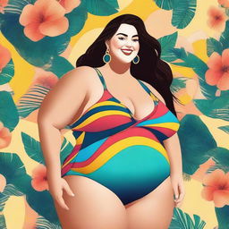 Create an image of a plus-sized girl in a very sexy swimsuit