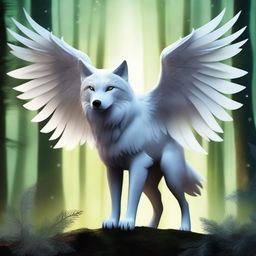 A mystical creature that is a fusion of a wolf and an owl