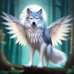 A mystical creature that is a fusion of a wolf and an owl