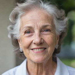 A reflection of a person aged by 10 years, with more wisdom and grace. Their features indicating a life well-lived with signs of laughter lines, subtly greying hair and a style that shows maturity and personal growth.