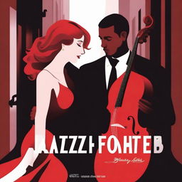 Create a book cover for a romance novel titled 'Jazz in Red