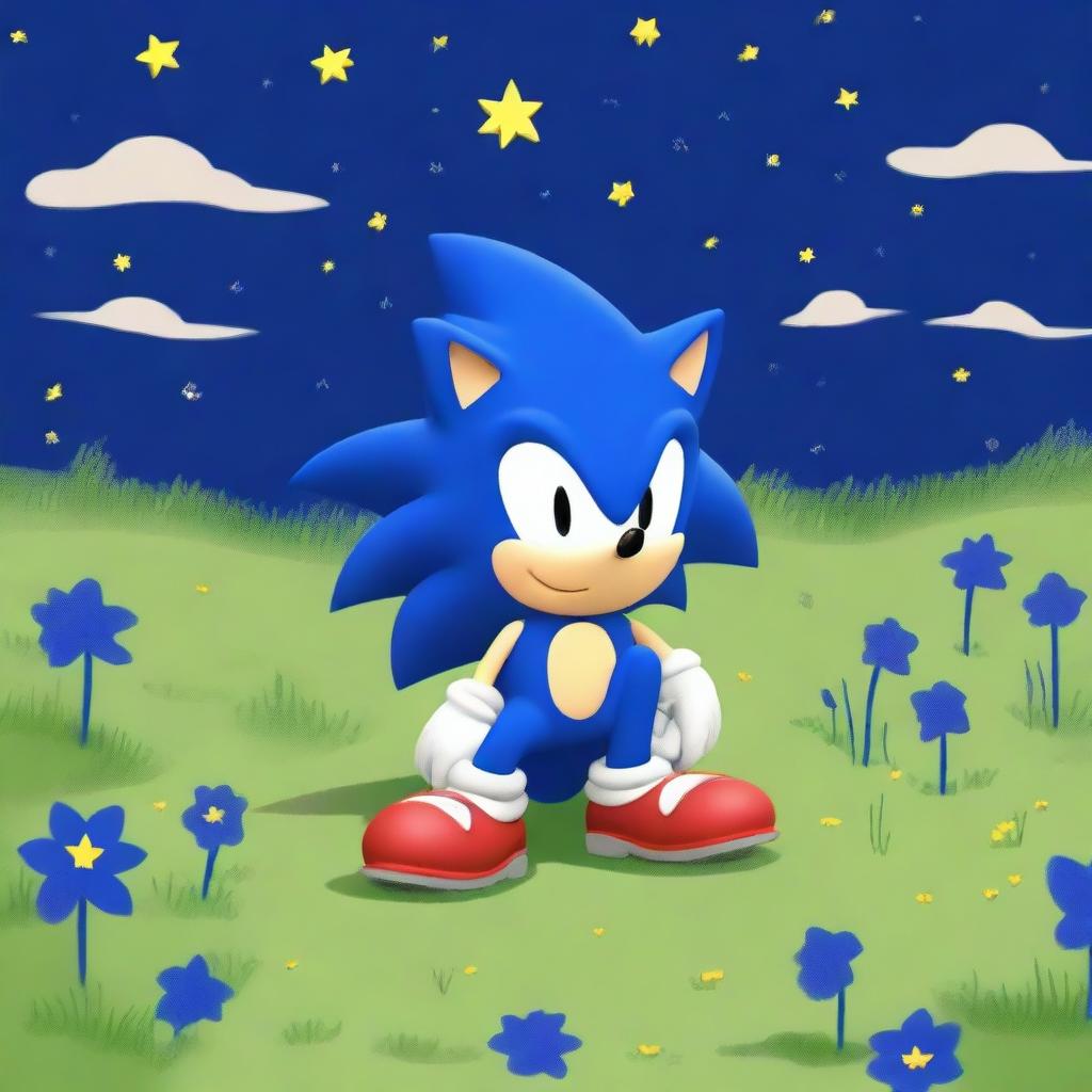 Sonic the Hedgehog is peacefully sleeping with his eyes closed