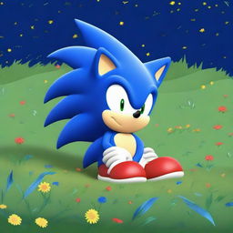 Sonic the Hedgehog is peacefully sleeping with his eyes closed