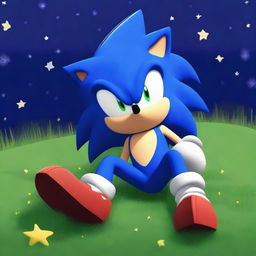 Sonic the Hedgehog is peacefully sleeping with his eyes closed