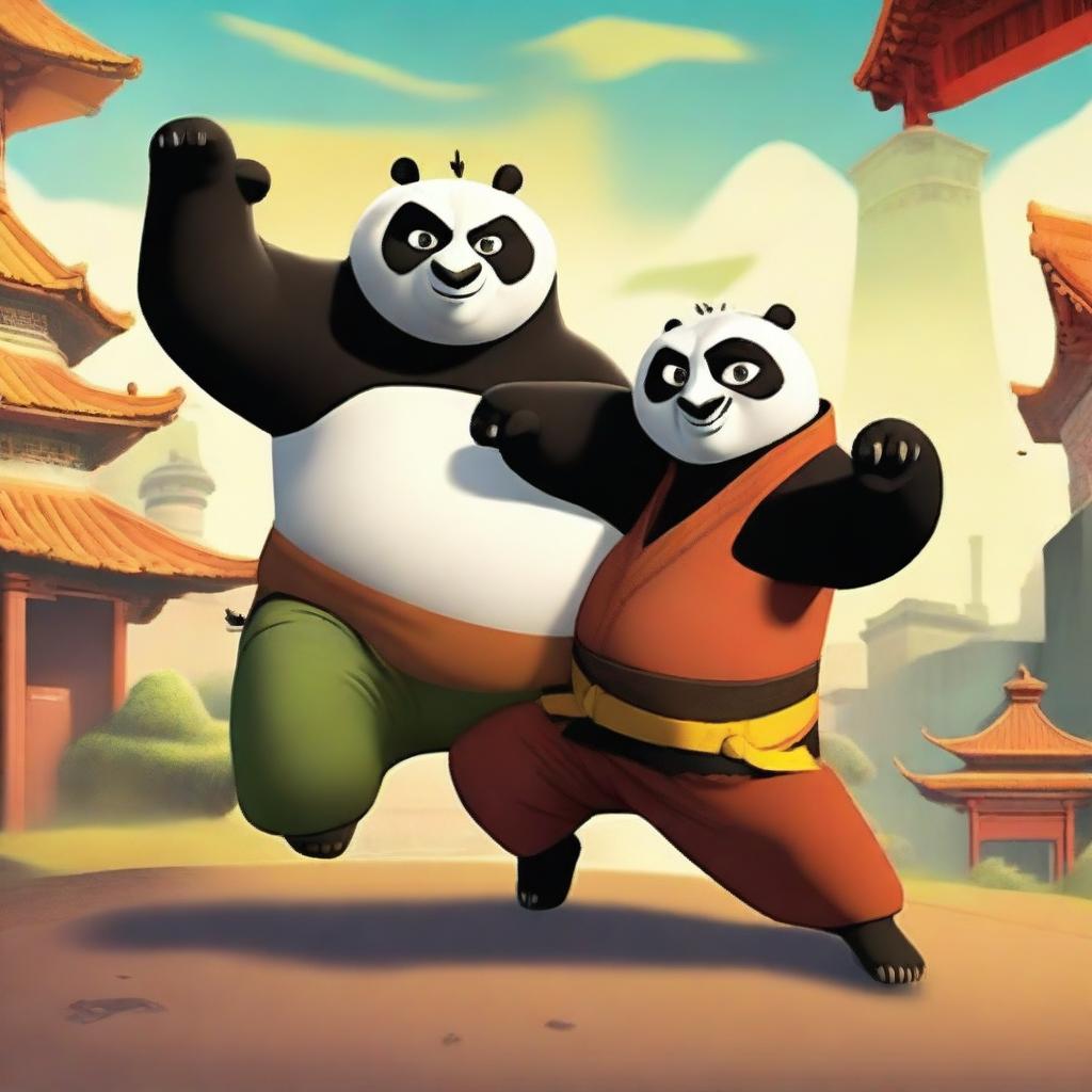 Create an image featuring Chifu and Po from the Kung Fu Panda universe