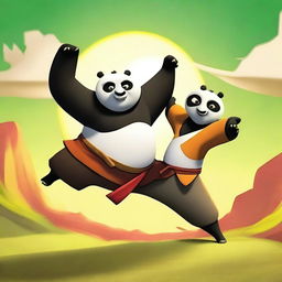 Create an image featuring Chifu and Po from the Kung Fu Panda universe