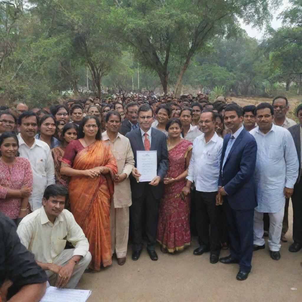 A bustling community legal literacy workshop set in India, with Indian judges and lawyers providing legal education to the public, illustrating the judiciary's efforts to enhance understanding and access to justice in a culturally rich setting.