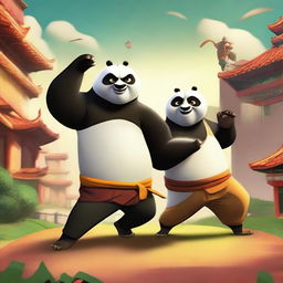 Create an image featuring Chifu and Po from the Kung Fu Panda universe